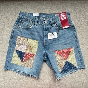 Levi’s 501 Road Tripping Patchwork Jean Shorts 150th Anniversary Size 27 NWT